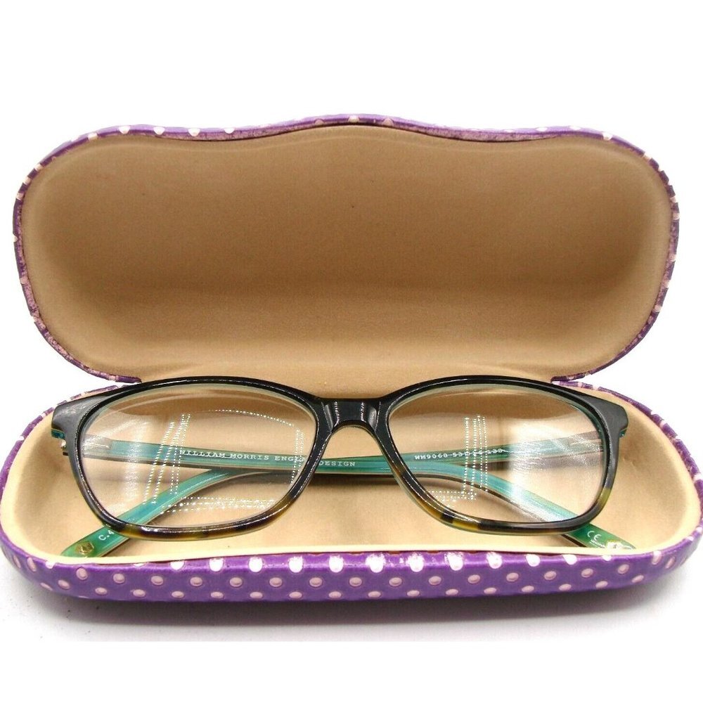 William Morris England Design Eyeglass Aqua Frames Womens WM9068 53-14-138 Case